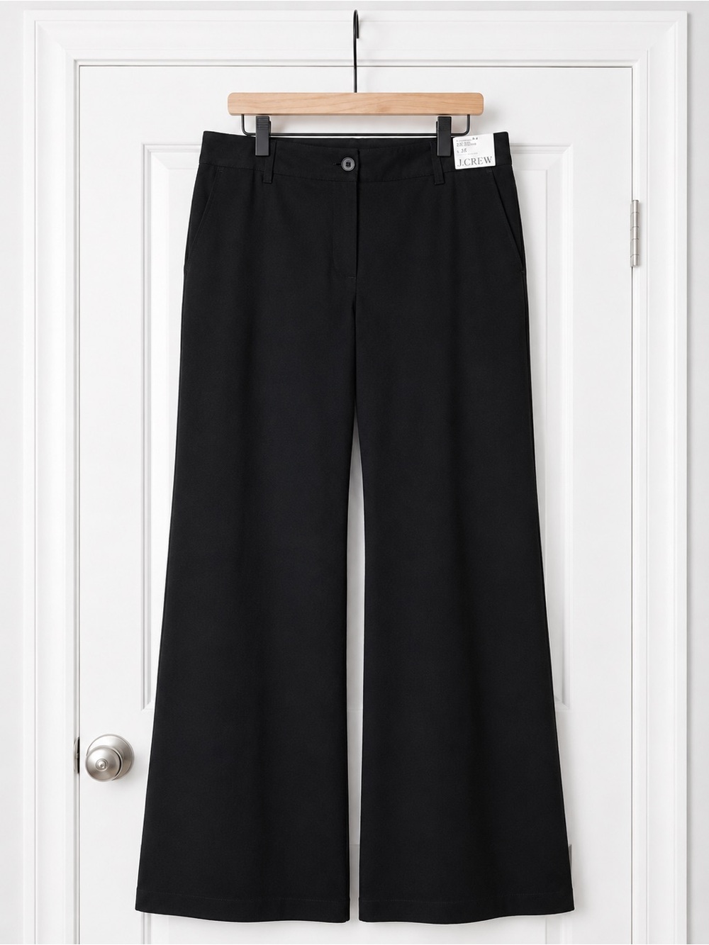 J. Crew Black Wide-Leg Trousers — High-Rise Dress Pants Sz 31